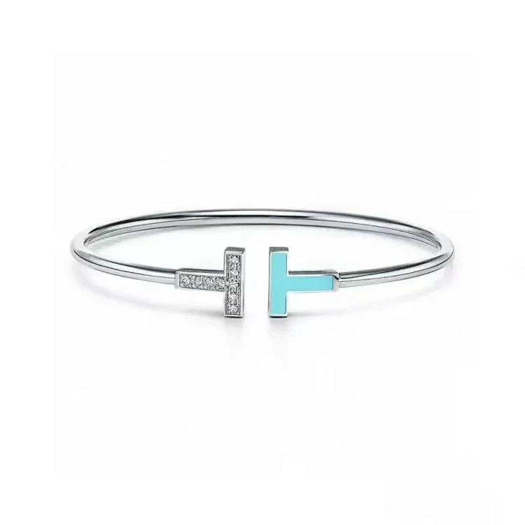 White mother-of-pearl inlaid with diamonds, fashionable and versatile open bracelet