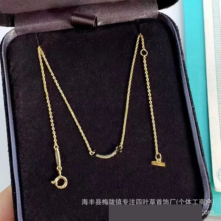 New T's smile necklace thickly plated 18K gold glossy 2 sides drilled full of diamonds smiling face necklace Seiko clavicle chain jewelry