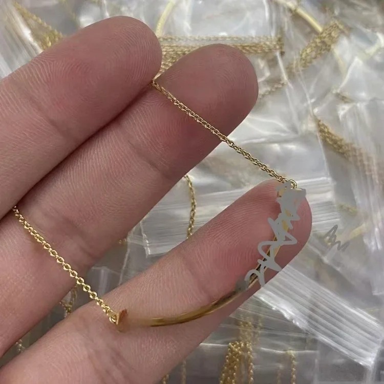 New T's smile necklace thickly plated 18K gold glossy 2 sides drilled full of diamonds smiling face necklace Seiko clavicle chain jewelry