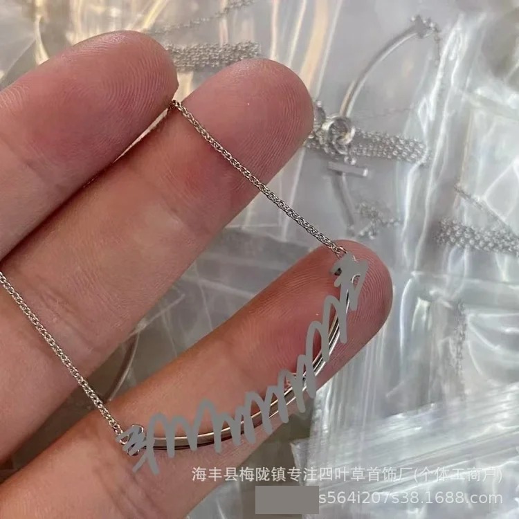 New T's smile necklace thickly plated 18K gold glossy 2 sides drilled full of diamonds smiling face necklace Seiko clavicle chain jewelry