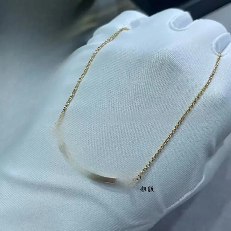 New T's smile necklace thickly plated 18K gold glossy 2 sides drilled full of diamonds smiling face necklace Seiko clavicle chain jewelry