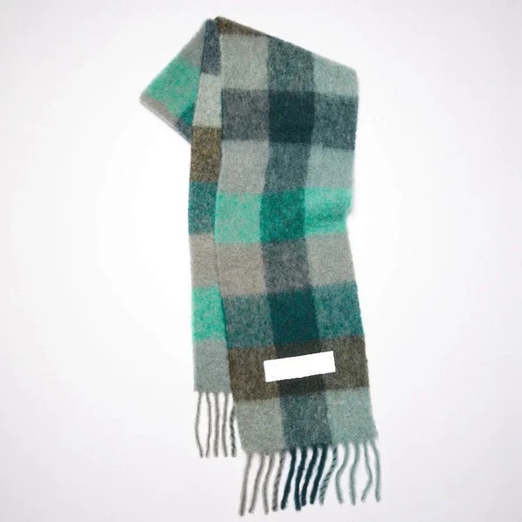 2023 autumn and winter star Yang Mi's new thickened and warm rainbow-colored plaid scarf tassel color-blocked ac shawl
