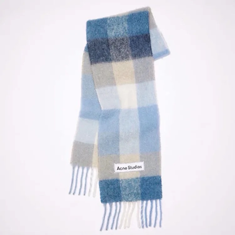 2023 autumn and winter star Yang Mi's new thickened and warm rainbow-colored plaid scarf tassel color-blocked ac shawl