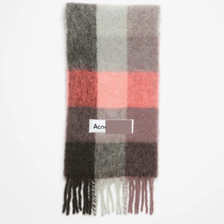 2023 autumn and winter star Yang Mi's new thickened and warm rainbow-colored plaid scarf tassel color-blocked ac shawl