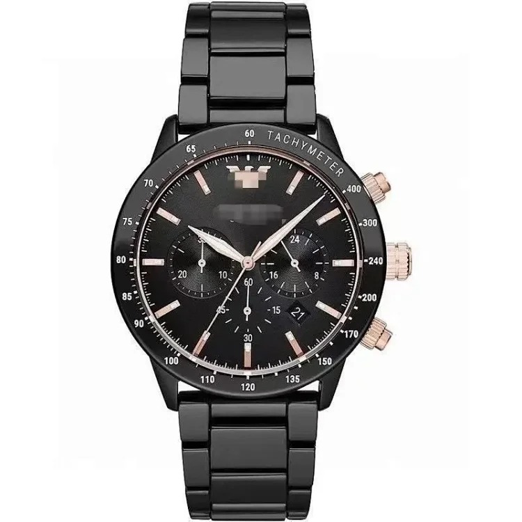Foreign trade hot product AR refined steel band watch men's black plate fashionable sports personality steel band quartz men's watch AR11241