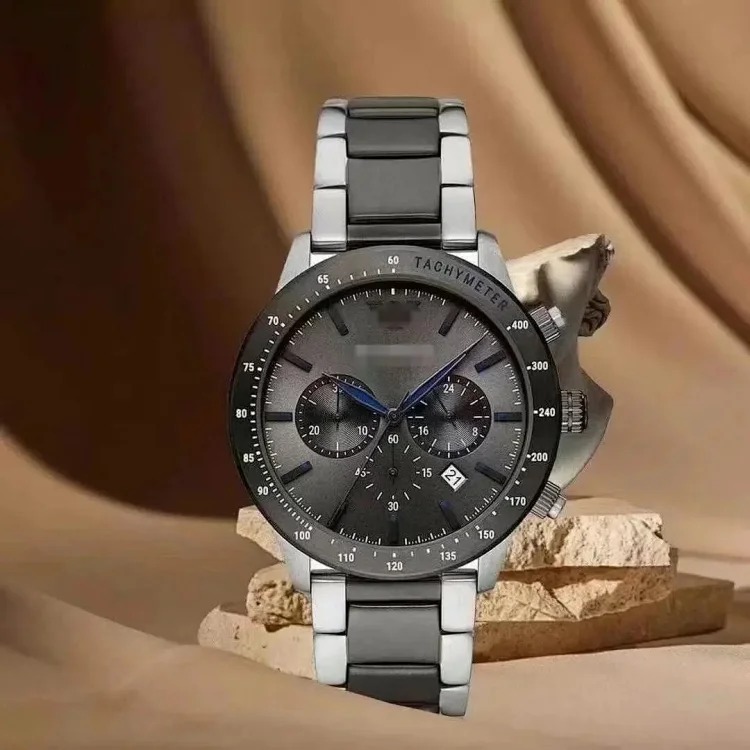 Foreign trade hot product AR refined steel band watch men's black plate fashionable sports personality steel band quartz men's watch AR11241