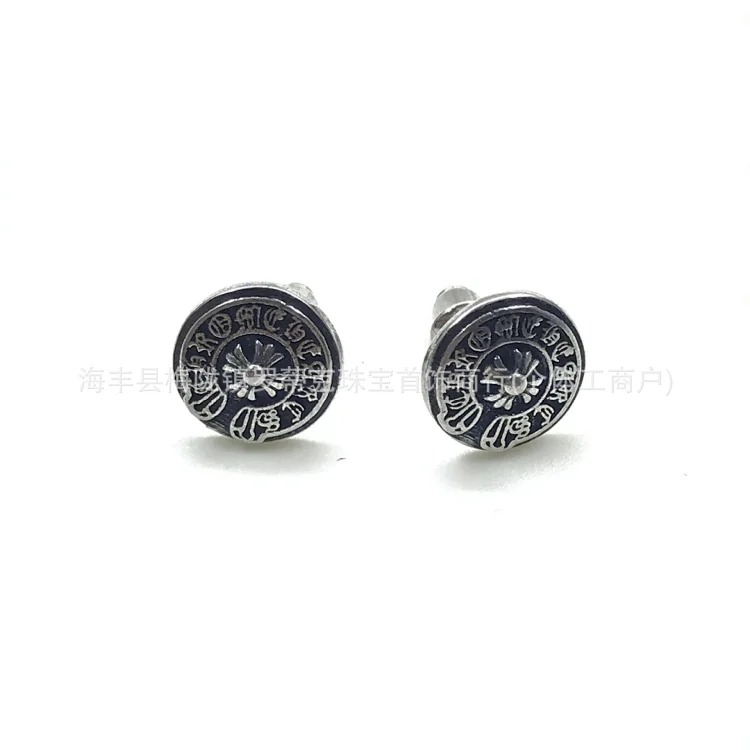 Chrome Hearts Ch trendy brand Crowe earrings for men and women cross s925 sterling silver retro needle earrings exquisite European and American cross-border earrings