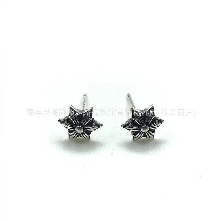 Chrome Hearts Ch trendy brand Crowe earrings for men and women cross s925 sterling silver retro needle earrings exquisite European and American cross-border earrings