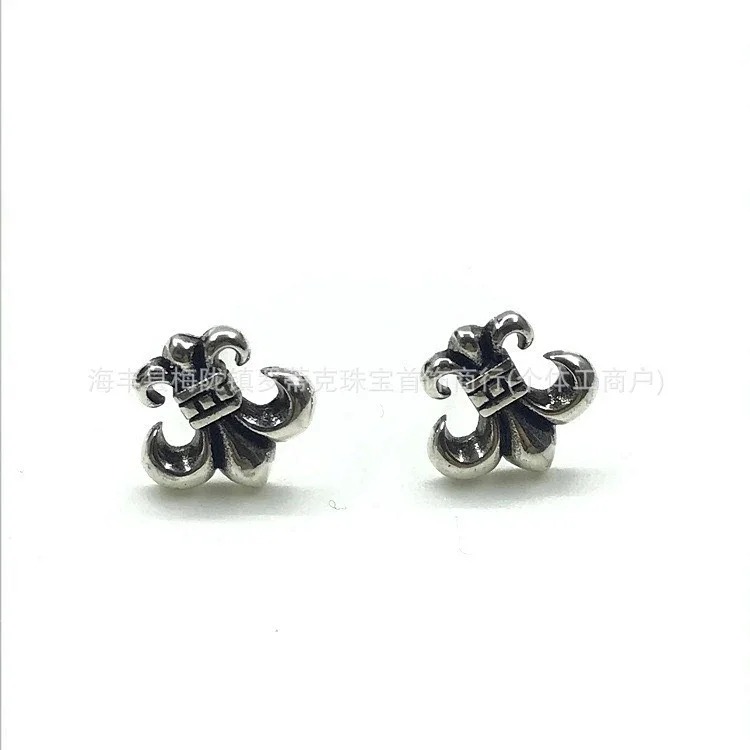 Chrome Hearts Ch trendy brand Crowe earrings for men and women cross s925 sterling silver retro needle earrings exquisite European and American cross-border earrings