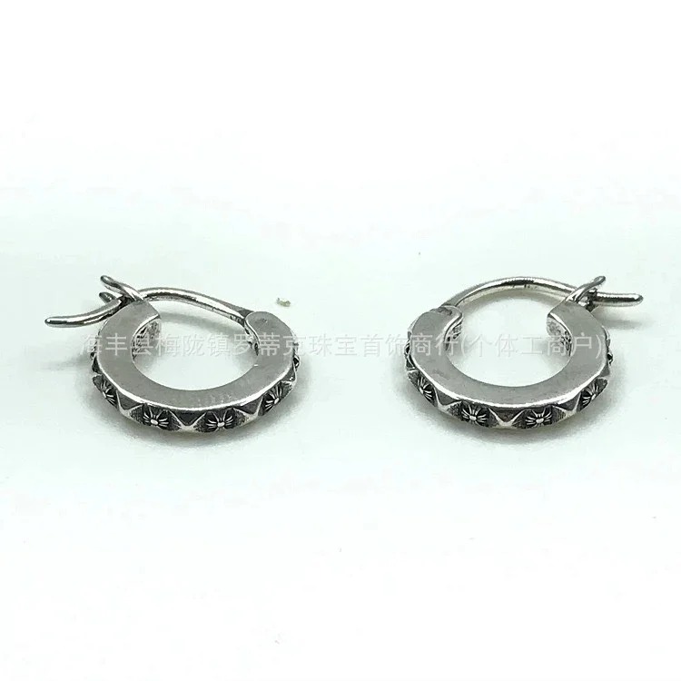 Chrome Hearts Ch trendy brand Crowe earrings for men and women cross s925 sterling silver retro needle earrings exquisite European and American cross-border earrings
