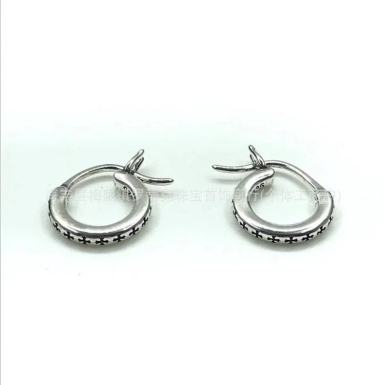 Chrome Hearts Ch trendy brand Crowe earrings for men and women cross s925 sterling silver retro needle earrings exquisite European and American cross-border earrings