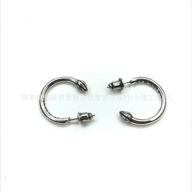 Chrome Hearts Ch trendy brand Crowe earrings for men and women cross s925 sterling silver retro needle earrings exquisite European and American cross-border earrings