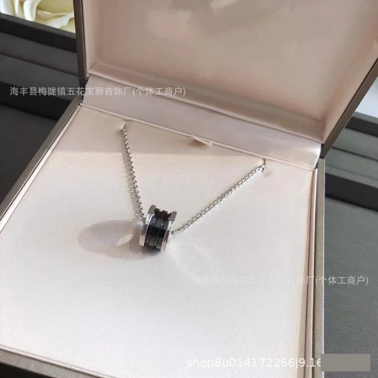 High of Baojia Xiaohongren ceramic necklace spring small waist charity model rivet edge diamond 925 silver 18k CNC image 2