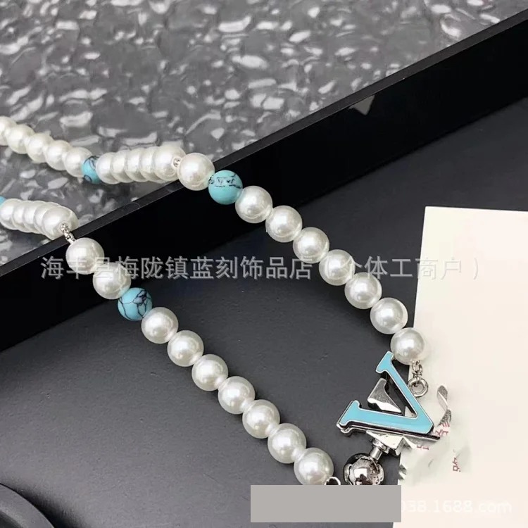 2024 high new turquoise beaded pearl necklace high-end bracelet versatile light luxury manufacturer direct sale