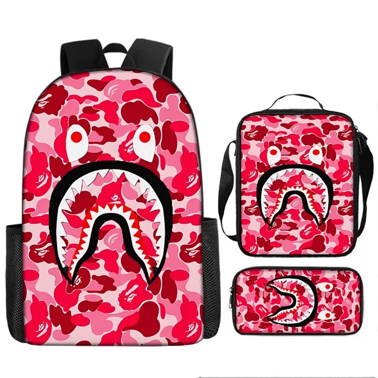 Fashion new shoulder shark three-piece school bag-008 image 4