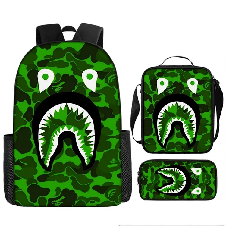 Fashion new shoulder shark three-piece school bag-008 image 6