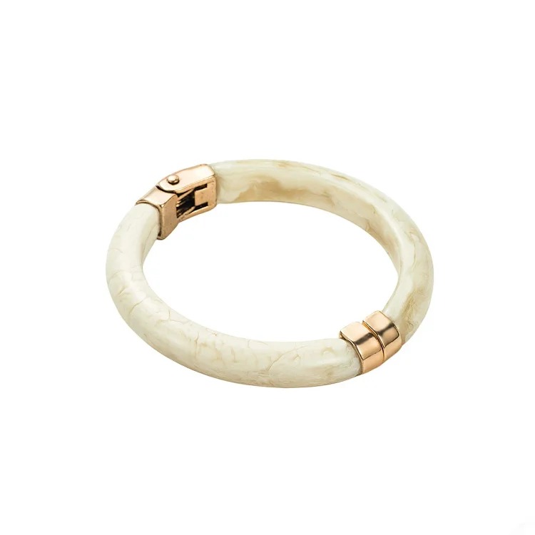 B3524 cross-border retro versatile geometric round resin bracelet, personalized fashionable alloy texture openable bracelet