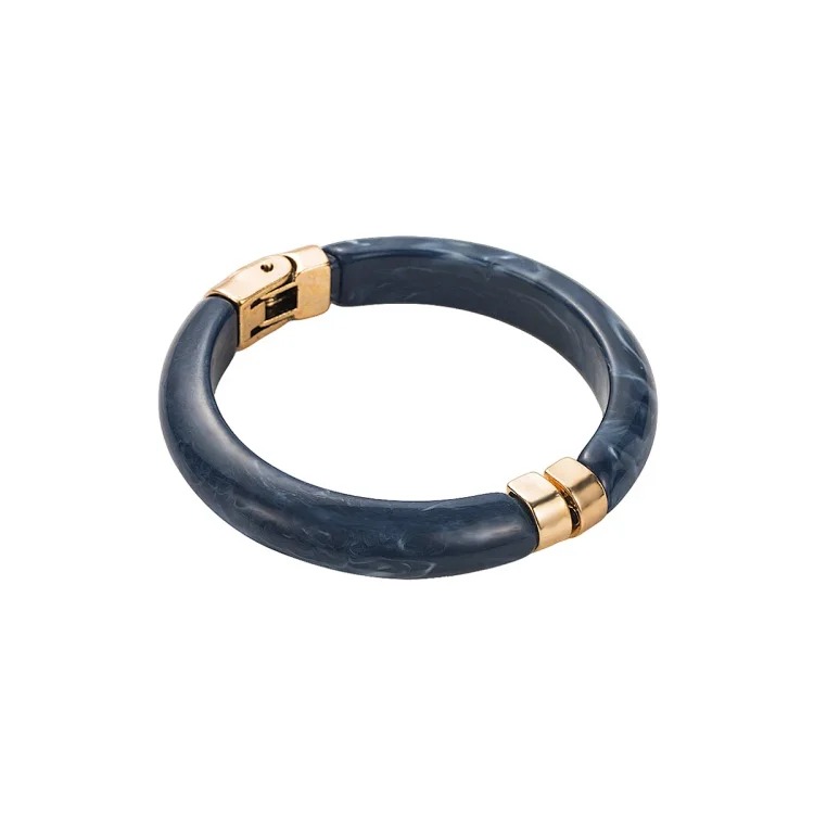 B3524 cross-border retro versatile geometric round resin bracelet, personalized fashionable alloy texture openable bracelet