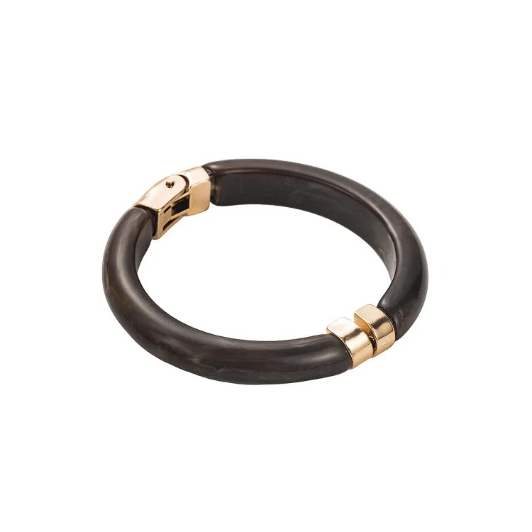 B3524 cross-border retro versatile geometric round resin bracelet, personalized fashionable alloy texture openable bracelet