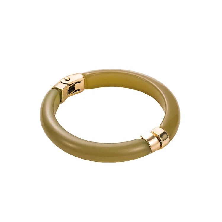 B3524 cross-border retro versatile geometric round resin bracelet, personalized fashionable alloy texture openable bracelet