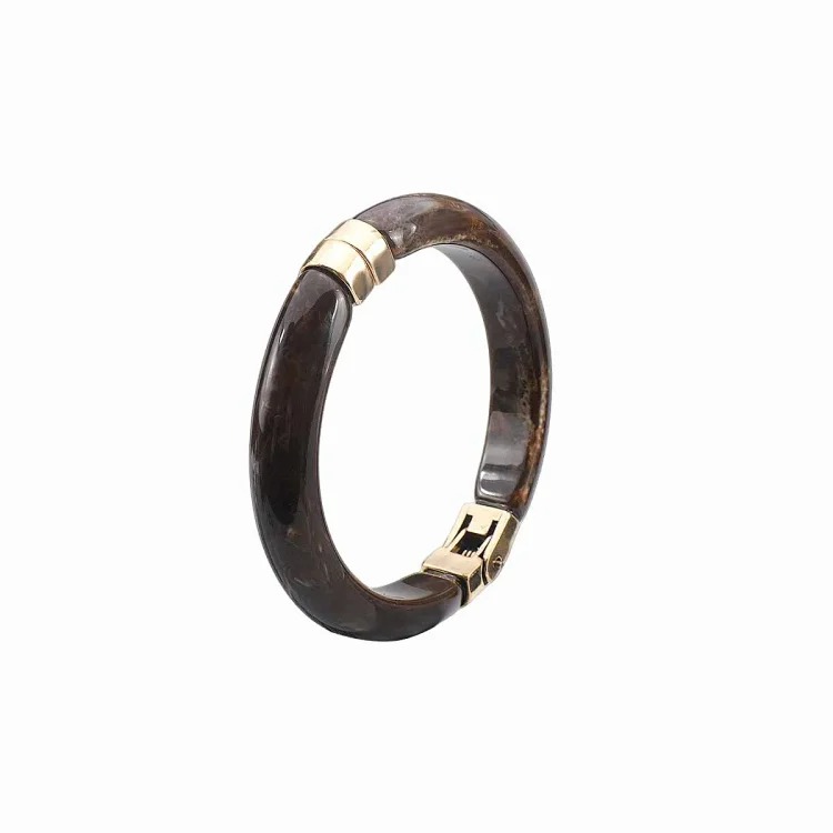 B3524 cross-border retro versatile geometric round resin bracelet, personalized fashionable alloy texture openable bracelet