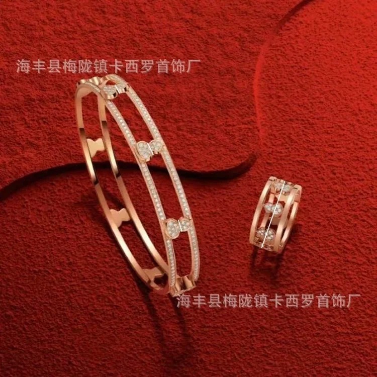 Kirin Gourd Series Diamond Three Gourd Bracelet Couple Style 18K Rose Gold Plated Bracelet for Girlfriend
