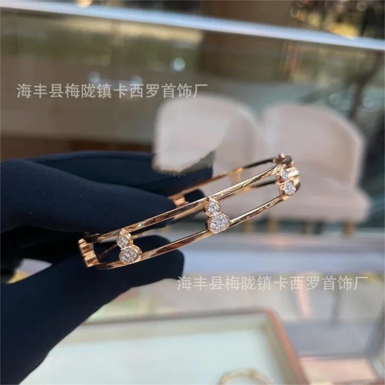 Kirin Gourd Series Diamond Three Gourd Bracelet Couple Style 18K Rose Gold Plated Bracelet for Girlfriend
