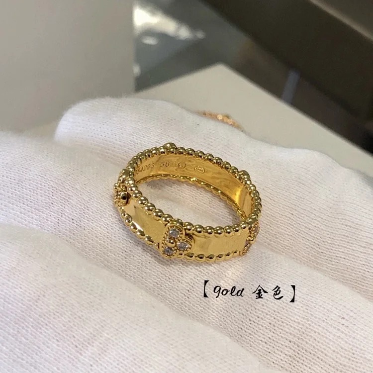 V gold thick-plated 18K gold four-leaf clover kaleidoscope flower petals ring ring manufacturer direct sales gold-plated new model