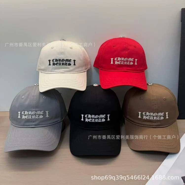Baseball cap for women, wide brim peaked cap, embroidered letters, casual sports sun hat, face-showing small hat, sun protection sun hat