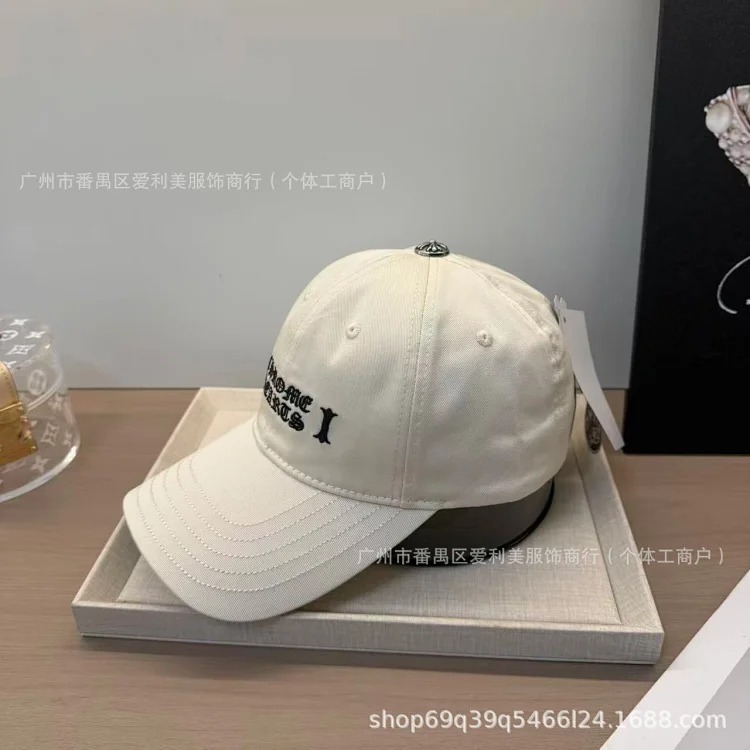 Baseball cap for women, wide brim peaked cap, embroidered letters, casual sports sun hat, face-showing small hat, sun protection sun hat