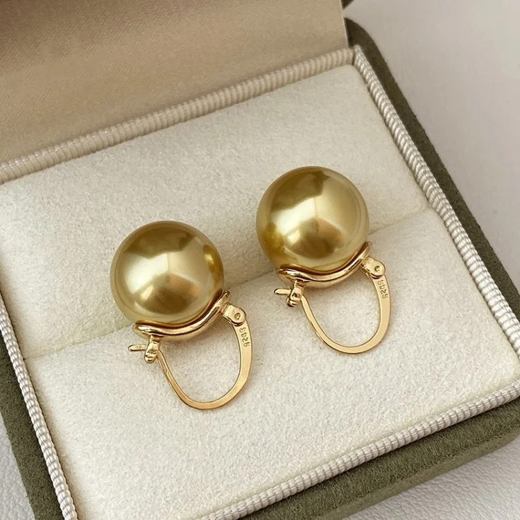 Dong Qing's same style bucket Shijia oversized pearl earrings 2025 new high-end light luxury S925 silver teapot earrings