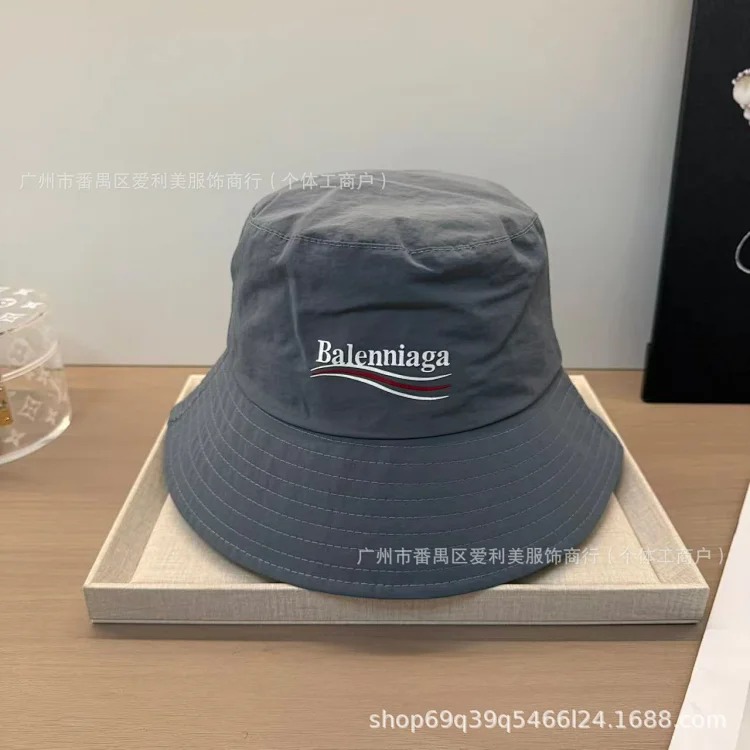 Japanese solid color fisherman hat with large head circumference for men and women summer letter embroidery sun hat light luxury basin hat fisherman hat