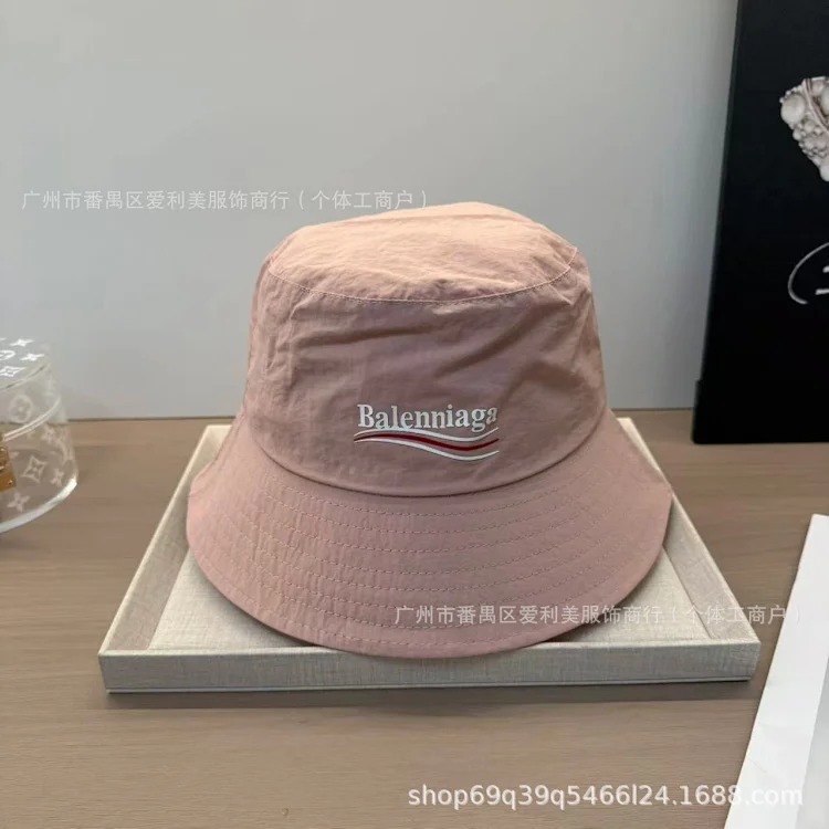 Japanese solid color fisherman hat with large head circumference for men and women summer letter embroidery sun hat light luxury basin hat fisherman hat