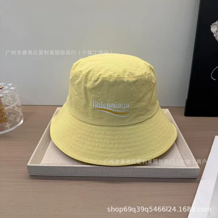 Japanese solid color fisherman hat with large head circumference for men and women summer letter embroidery sun hat light luxury basin hat fisherman hat