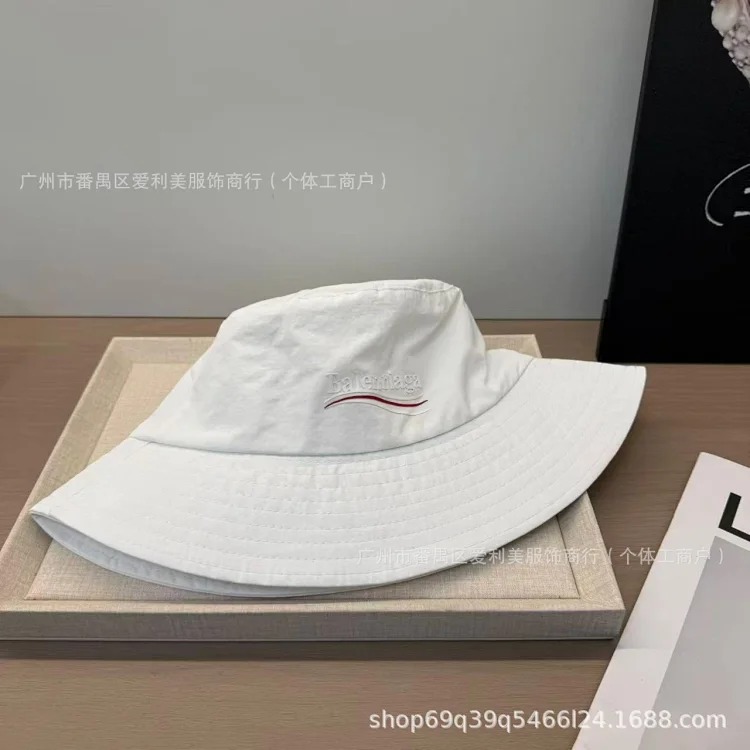 Japanese solid color fisherman hat with large head circumference for men and women summer letter embroidery sun hat light luxury basin hat fisherman hat