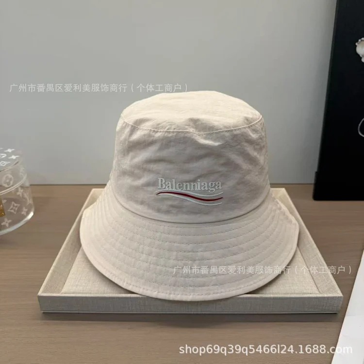 Japanese solid color fisherman hat with large head circumference for men and women summer letter embroidery sun hat light luxury basin hat fisherman hat
