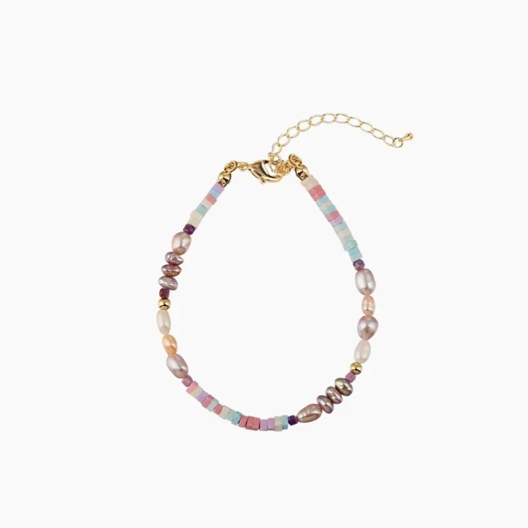 Colorful Candy Dopamine Freshwater Natural Pearl Necklace Women's Baroque European and American Fashion Clavicle Chain Beaded Necklace