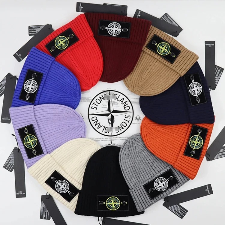 New hat knitted hat men's thickened woolen hat autumn and winter solid color