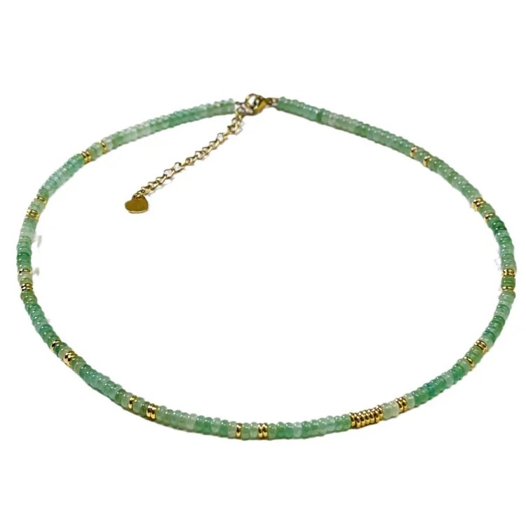Niche high-end aventurine natural stone necklace for women, abacus beads, clavicle chain, new Chinese style retro neckwear for women