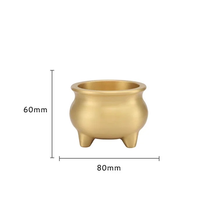 Copper incense burner household incense burner ornaments three-legged antique Xuande small incense burner line incense incense brass sandalwood burner wholesale image 4