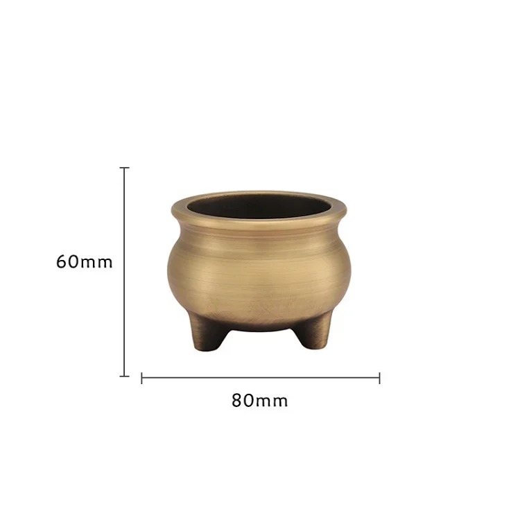 Copper incense burner household incense burner ornaments three-legged antique Xuande small incense burner line incense incense brass sandalwood burner wholesale image 5