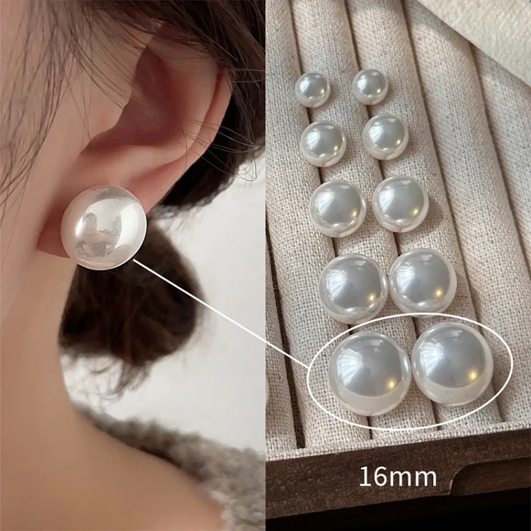 Shijia Mantou Pink Pearl Earrings Women's 925 Silver Needle Light Luxury Earrings Yiwu Niche Earrings