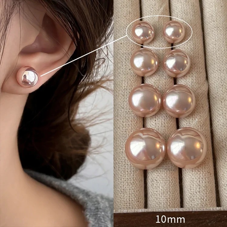 Shijia Mantou Pink Pearl Earrings Women's 925 Silver Needle Light Luxury Earrings Yiwu Niche Earrings