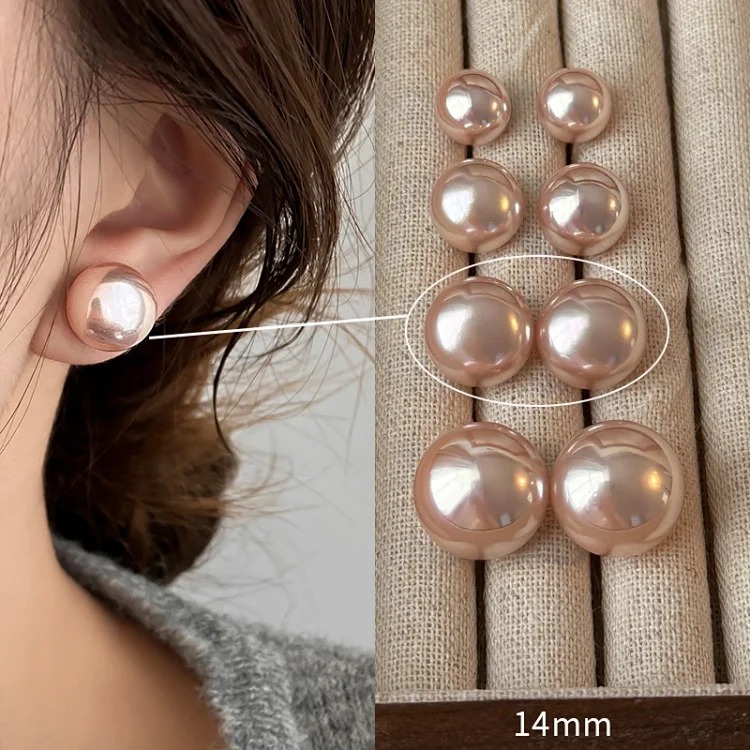 Shijia Mantou Pink Pearl Earrings Women's 925 Silver Needle Light Luxury Earrings Yiwu Niche Earrings