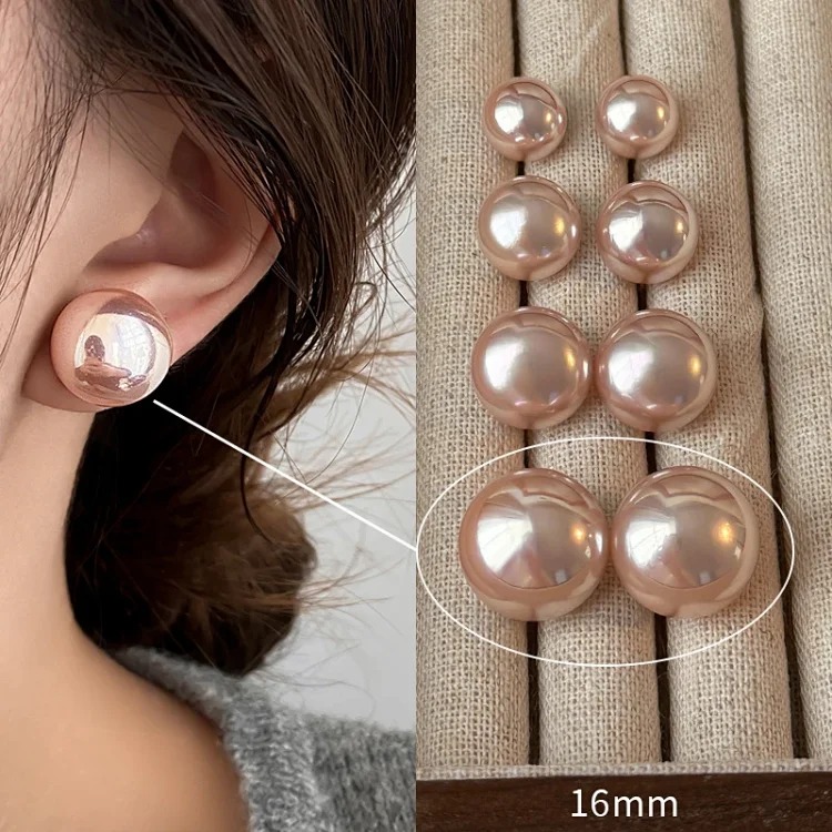 Shijia Mantou Pink Pearl Earrings Women's 925 Silver Needle Light Luxury Earrings Yiwu Niche Earrings