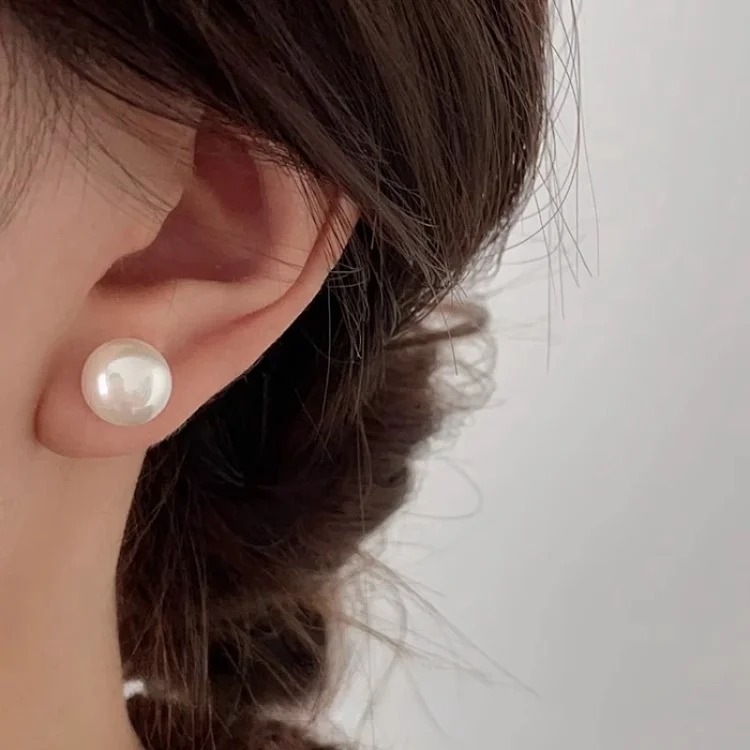 Shijia Mantou Pink Pearl Earrings Women's 925 Silver Needle Light Luxury Earrings Yiwu Niche Earrings