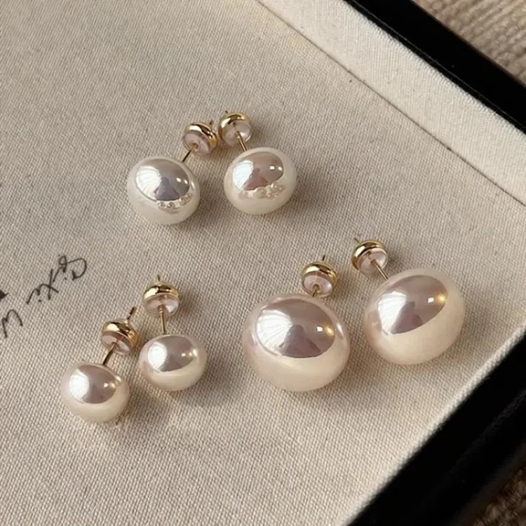 Shijia Mantou Pink Pearl Earrings Women's 925 Silver Needle Light Luxury Earrings Yiwu Niche Earrings