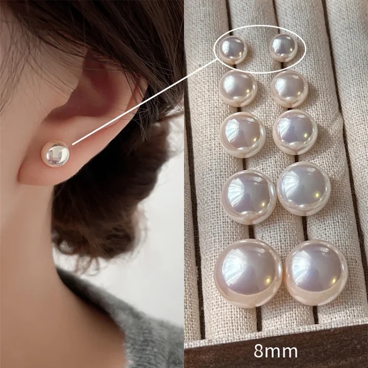 Shijia Mantou Pink Pearl Earrings Women's 925 Silver Needle Light Luxury Earrings Yiwu Niche Earrings