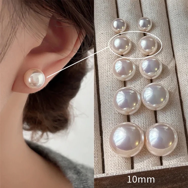 Shijia Mantou Pink Pearl Earrings Women's 925 Silver Needle Light Luxury Earrings Yiwu Niche Earrings