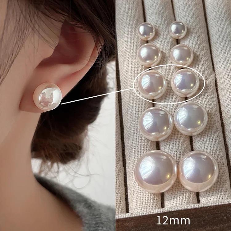 Shijia Mantou Pink Pearl Earrings Women's 925 Silver Needle Light Luxury Earrings Yiwu Niche Earrings